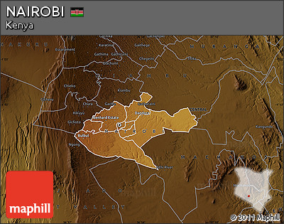 Physical Map of NAIROBI, darken