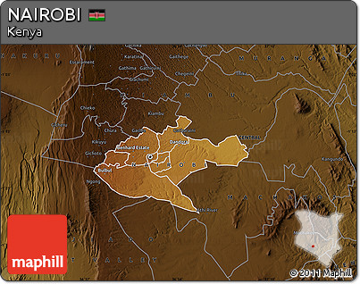 Physical Map of NAIROBI, darken