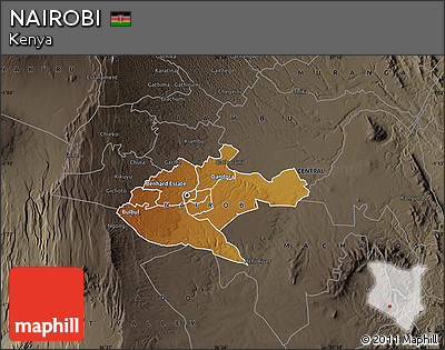 Physical Map of NAIROBI, darken, semi-desaturated