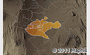 Physical Map of NAIROBI, darken, semi-desaturated