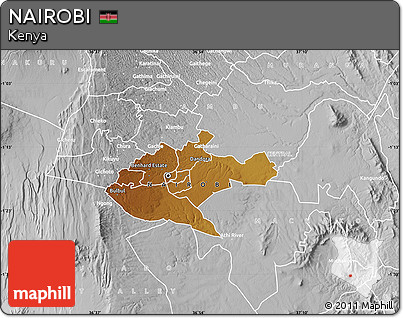Physical Map of NAIROBI, lighten, desaturated