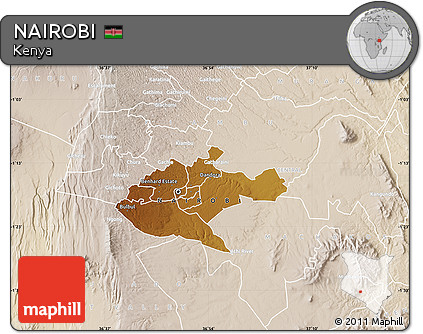 Physical Map of NAIROBI, lighten