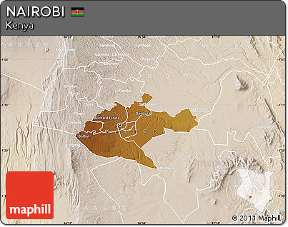 Physical Map of NAIROBI, lighten