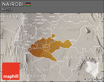 Physical Map of NAIROBI, lighten, semi-desaturated