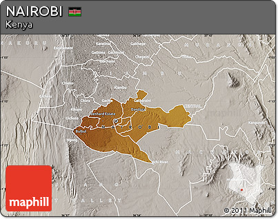 Physical Map of NAIROBI, lighten, semi-desaturated