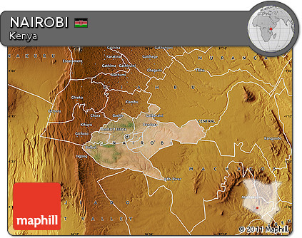 Satellite Map of NAIROBI, physical outside
