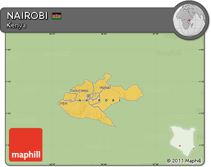 Savanna Style Map of NAIROBI, single color outside