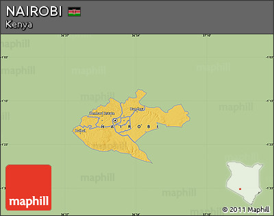 Savanna Style Map of NAIROBI, single color outside