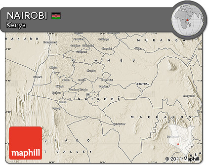 Shaded Relief Map of NAIROBI