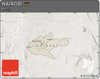 Shaded Relief Map of NAIROBI, lighten