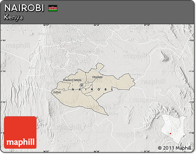 Shaded Relief Map of NAIROBI, lighten, semi-desaturated