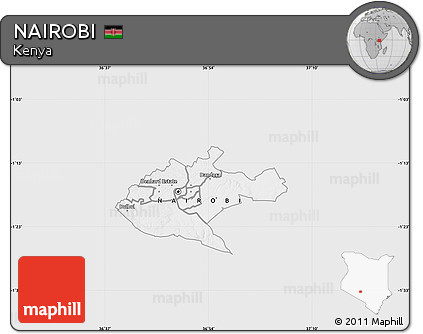 Silver Style Map of NAIROBI, single color outside