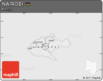 Silver Style Map of NAIROBI, single color outside