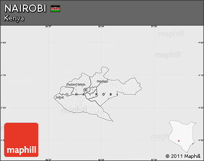 Silver Style Map of NAIROBI, single color outside