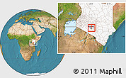 Satellite Location Map of KASARANI, highlighted country, highlighted parent region