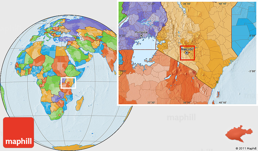 Nairobi On World Map Political Location Map Of Nairobi