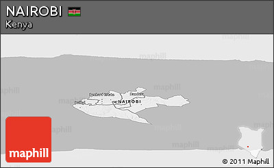 Gray Panoramic Map of NAIROBI, single color outside