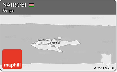 Gray Panoramic Map of NAIROBI, single color outside