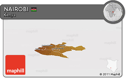 Physical Panoramic Map of NAIROBI, cropped outside