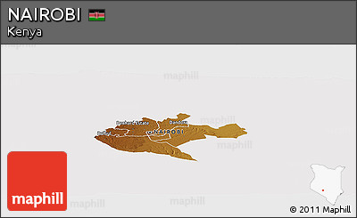 Physical Panoramic Map of NAIROBI, cropped outside
