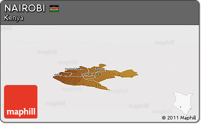 Physical Panoramic Map of NAIROBI, cropped outside