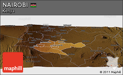 Physical Panoramic Map of NAIROBI, darken