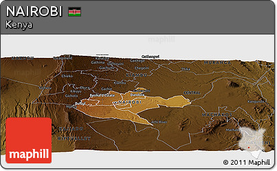 Physical Panoramic Map of NAIROBI, darken