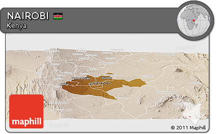 Physical Panoramic Map of NAIROBI, lighten