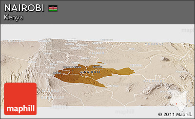 Physical Panoramic Map of NAIROBI, lighten