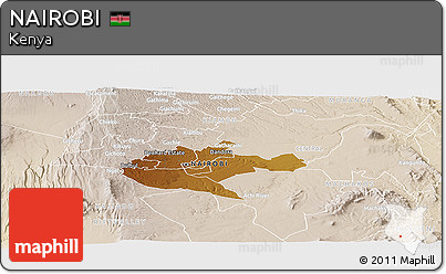 Physical Panoramic Map of NAIROBI, lighten