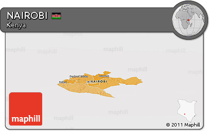 Political Panoramic Map of NAIROBI, cropped outside
