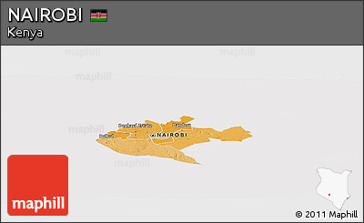 Political Panoramic Map of NAIROBI, cropped outside