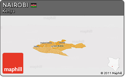 Political Panoramic Map of NAIROBI, cropped outside