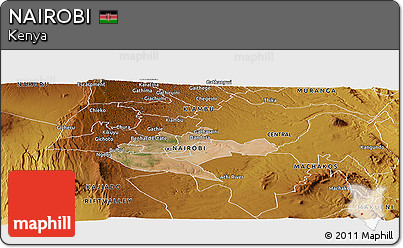 Satellite Panoramic Map of NAIROBI, physical outside