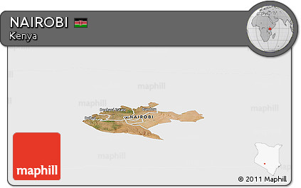 Satellite Panoramic Map of NAIROBI, single color outside