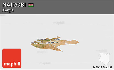 Satellite Panoramic Map of NAIROBI, single color outside