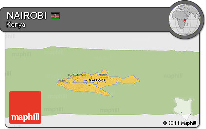 Savanna Style Panoramic Map of NAIROBI, single color outside