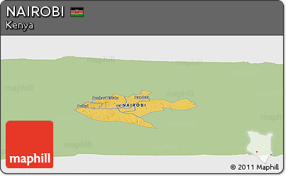 Savanna Style Panoramic Map of NAIROBI, single color outside