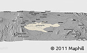 Shaded Relief Panoramic Map of NAIROBI, darken, desaturated