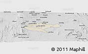 Shaded Relief Panoramic Map of NAIROBI, desaturated