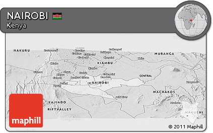 Silver Style Panoramic Map of NAIROBI