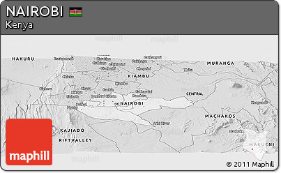 Silver Style Panoramic Map of NAIROBI