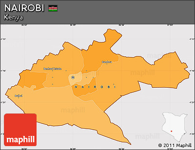 Political Simple Map of NAIROBI, cropped outside