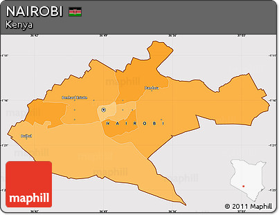 Political Simple Map of NAIROBI, cropped outside