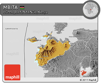 Physical 3D Map of MBITA, desaturated