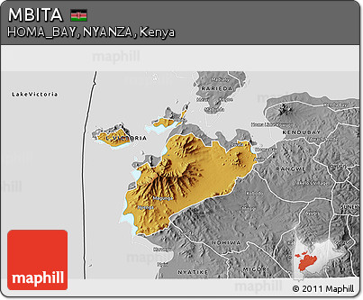 Physical 3D Map of MBITA, desaturated
