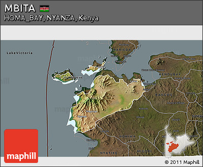 Satellite 3D Map of MBITA, darken