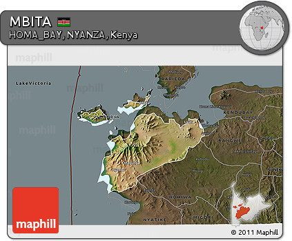 Satellite 3D Map of MBITA, darken