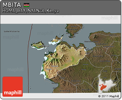 Satellite 3D Map of MBITA, darken