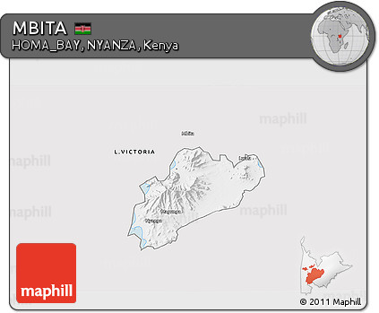 Silver Style 3D Map of MBITA, single color outside